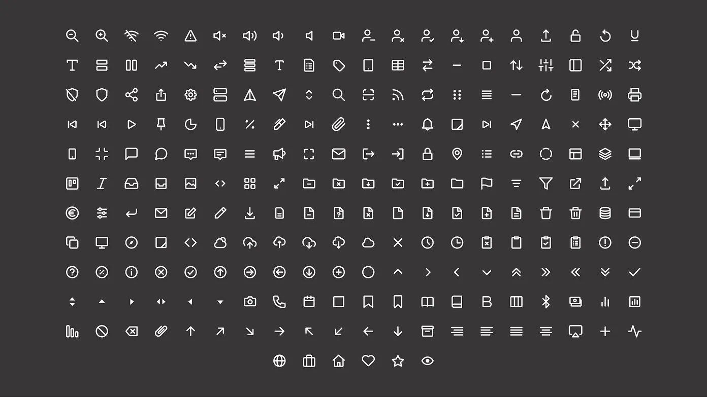 An image showing over 250 Obra icons composited in a grid.